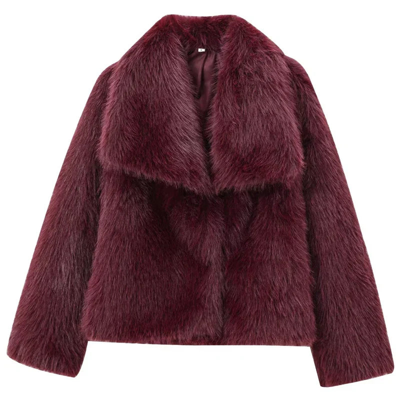 Dam Vinterjacka Plysch Varm Trendig Polyester