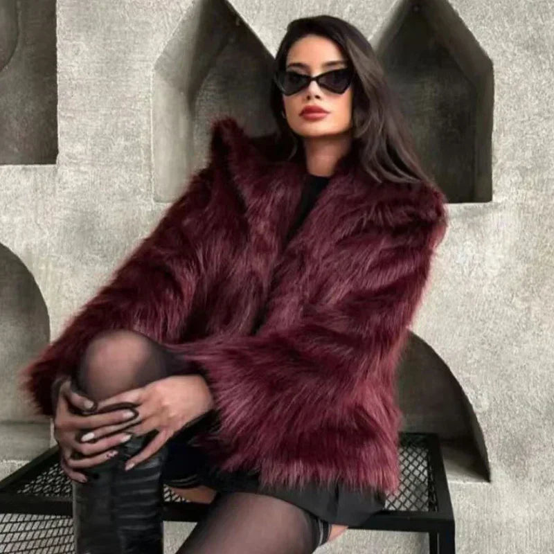 Dam Vinterjacka Plysch Varm Trendig Polyester