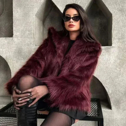 Dam Vinterjacka Plysch Varm Trendig Polyester