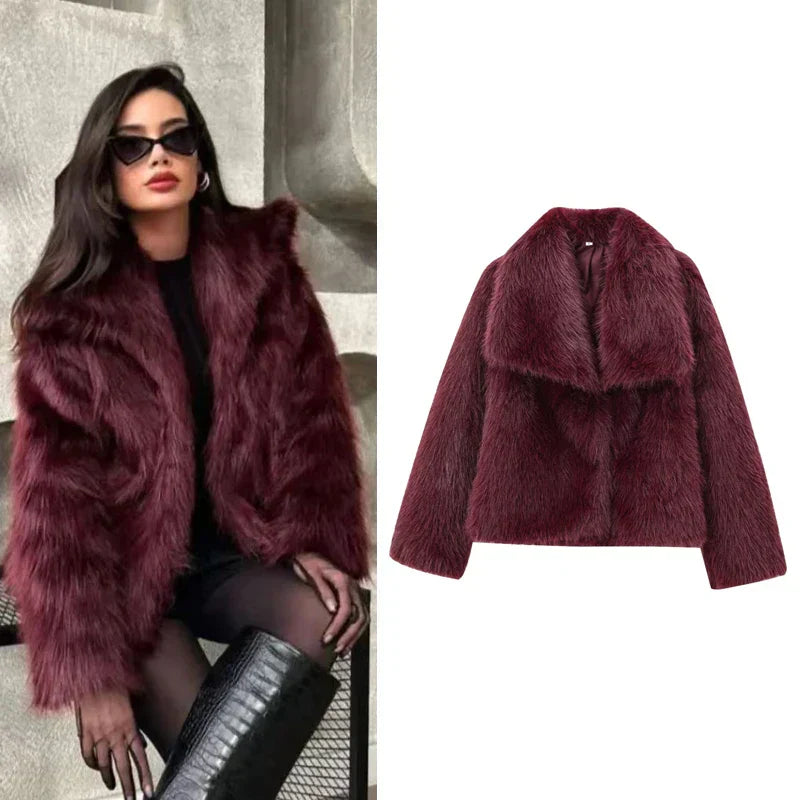 Dam Vinterjacka Plysch Varm Trendig Polyester