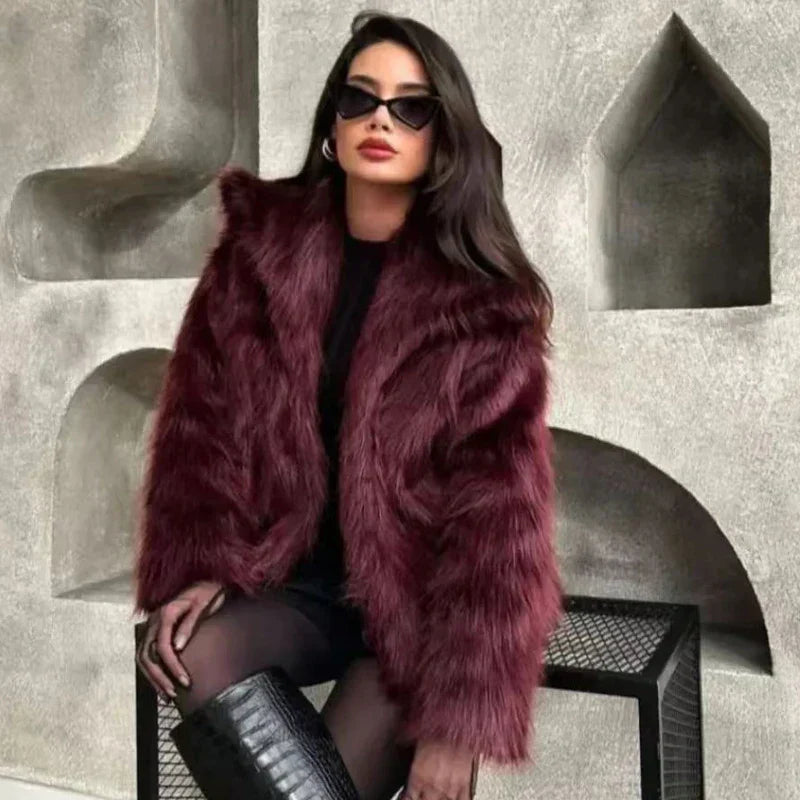 Dam Vinterjacka Plysch Varm Trendig Polyester