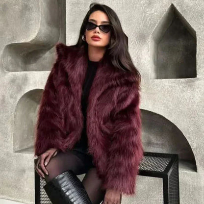 Dam Vinterjacka Plysch Varm Trendig Polyester
