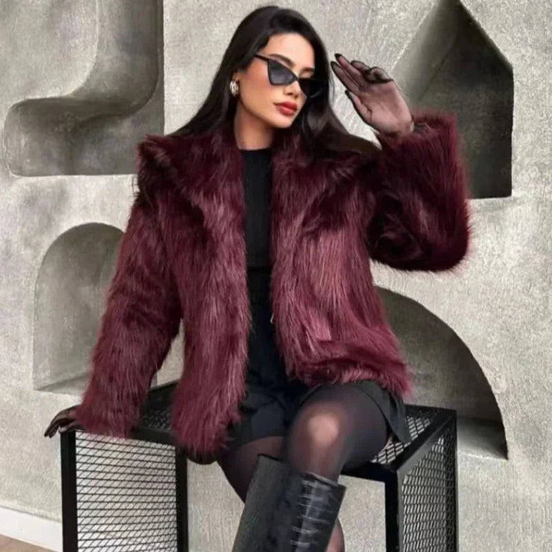 Dam Vinterjacka Plysch Varm Trendig Polyester