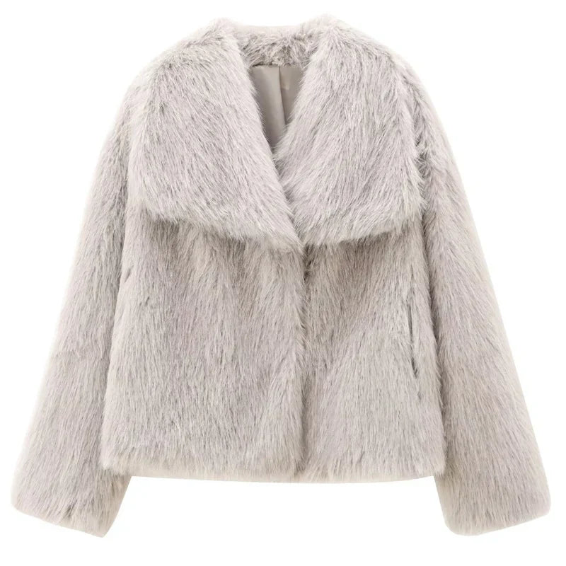 Dam Vinterjacka Plysch Varm Trendig Polyester