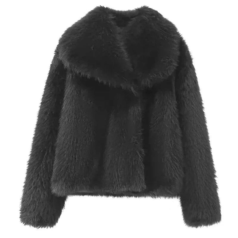 Dam Vinterjacka Plysch Varm Trendig Polyester