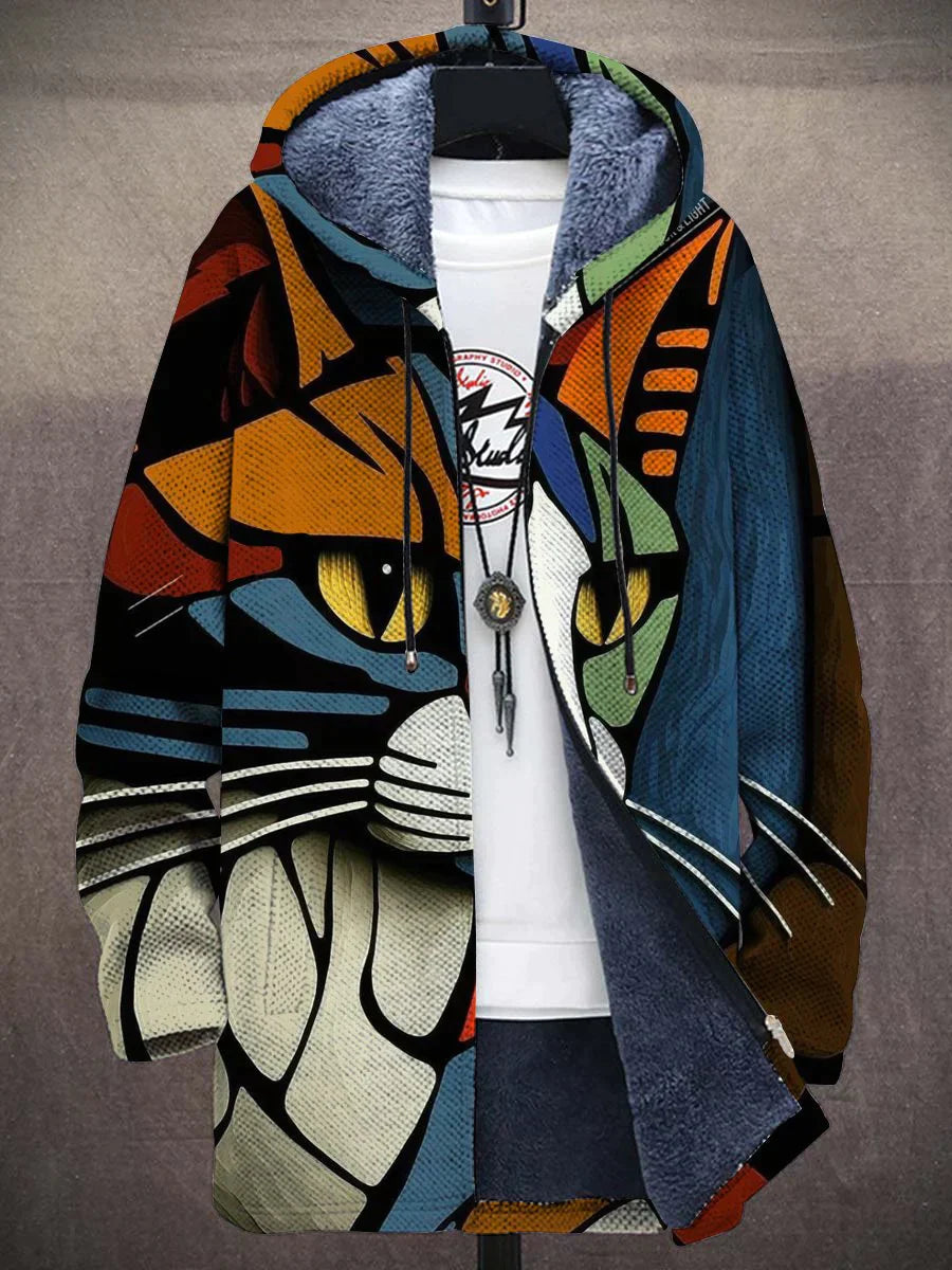 Unisex Hoodie Fleece med Konstnärlig Tryck