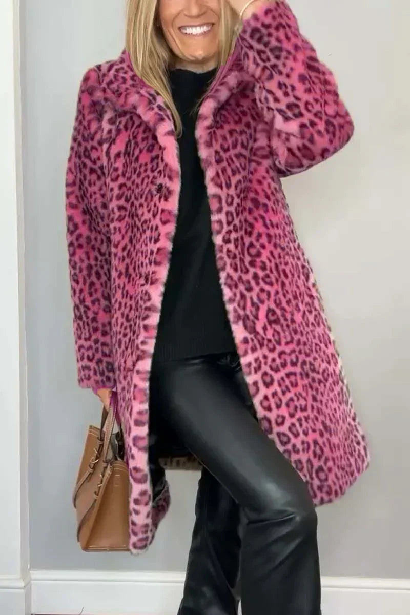 Vinterjacka Dam Leopardmönster Värmande och Stilren