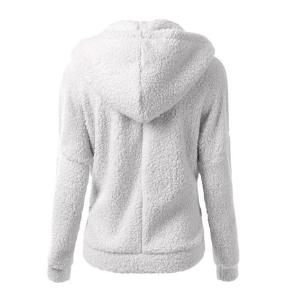 Fleece vinterjacka med huva för kvinnor