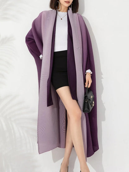 Gradient Plisserad Trench Coat för kvinnor