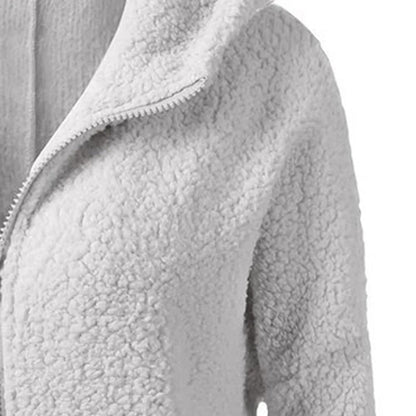 Fleece vinterjacka med huva för kvinnor