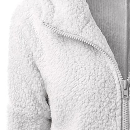 Fleece vinterjacka med huva för kvinnor
