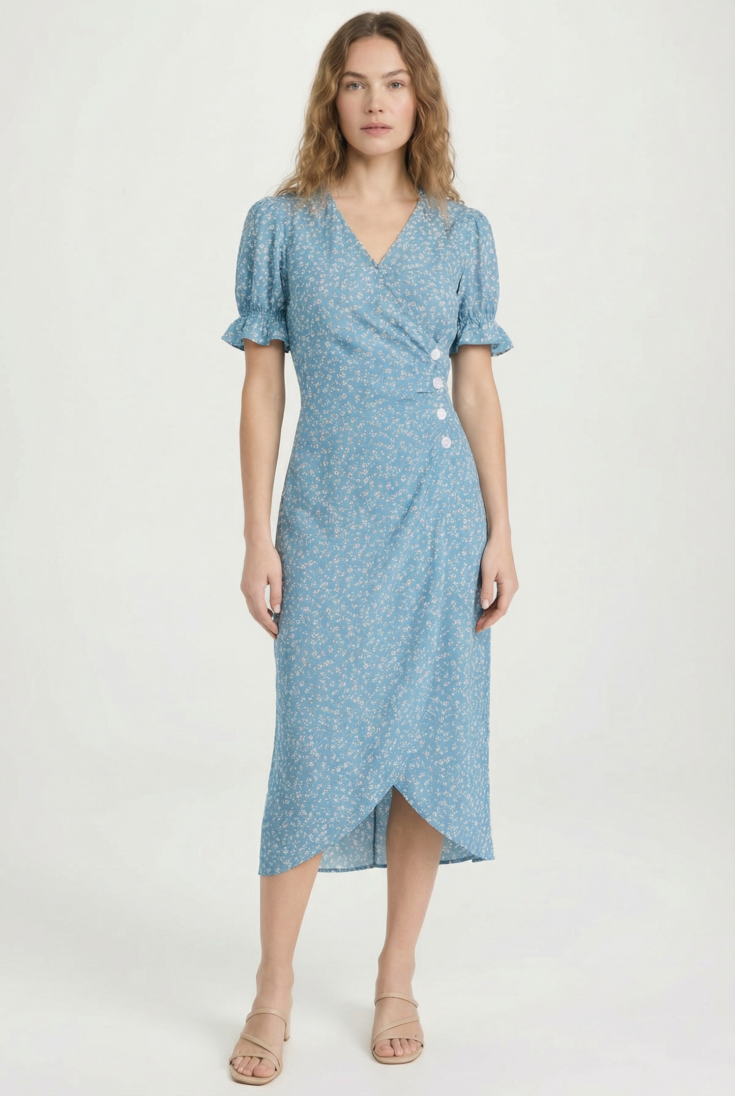 Women's Floral Summer Wrap Midi Dress