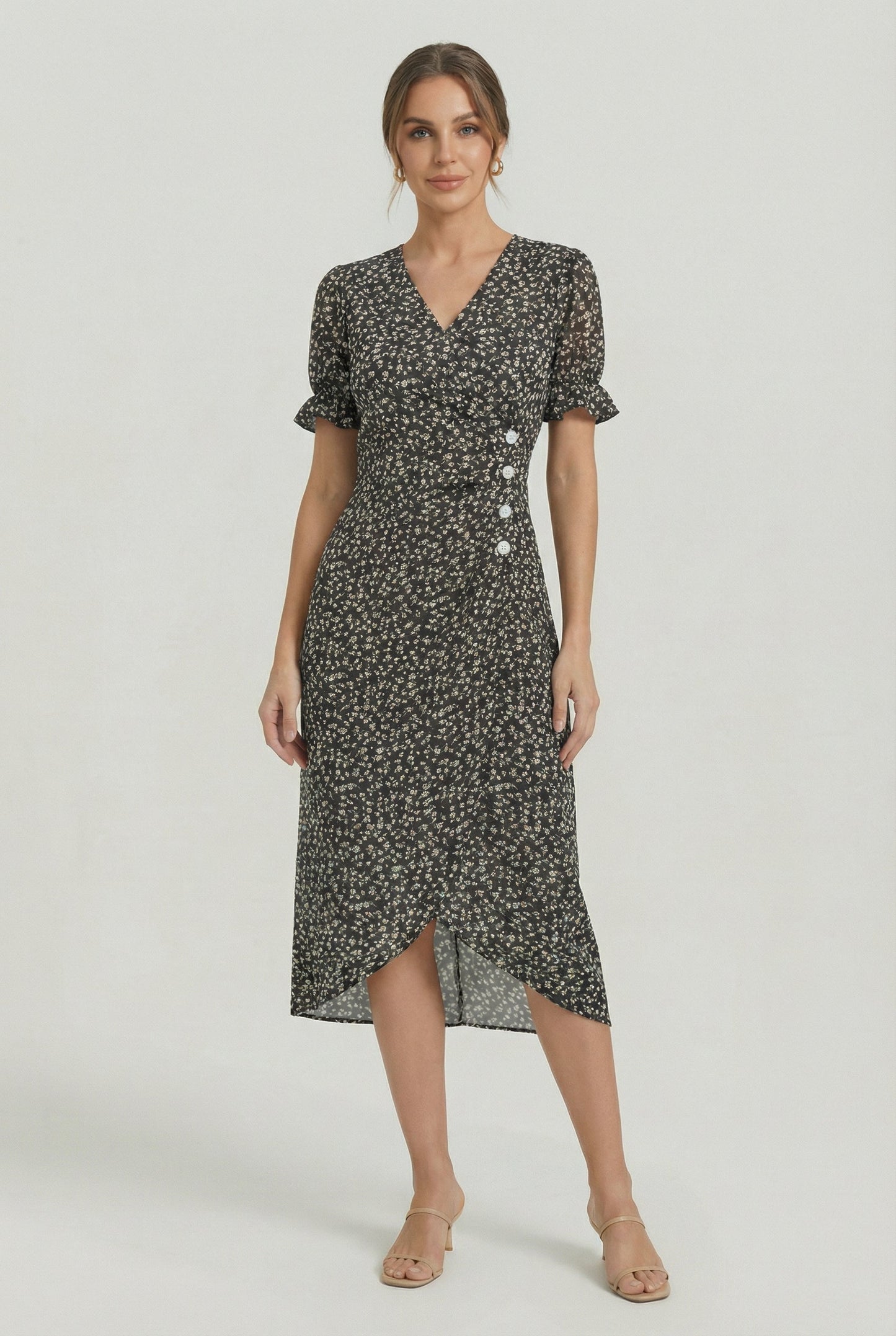 Women's Floral Summer Wrap Midi Dress