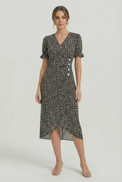 Women's Floral Summer Wrap Midi Dress