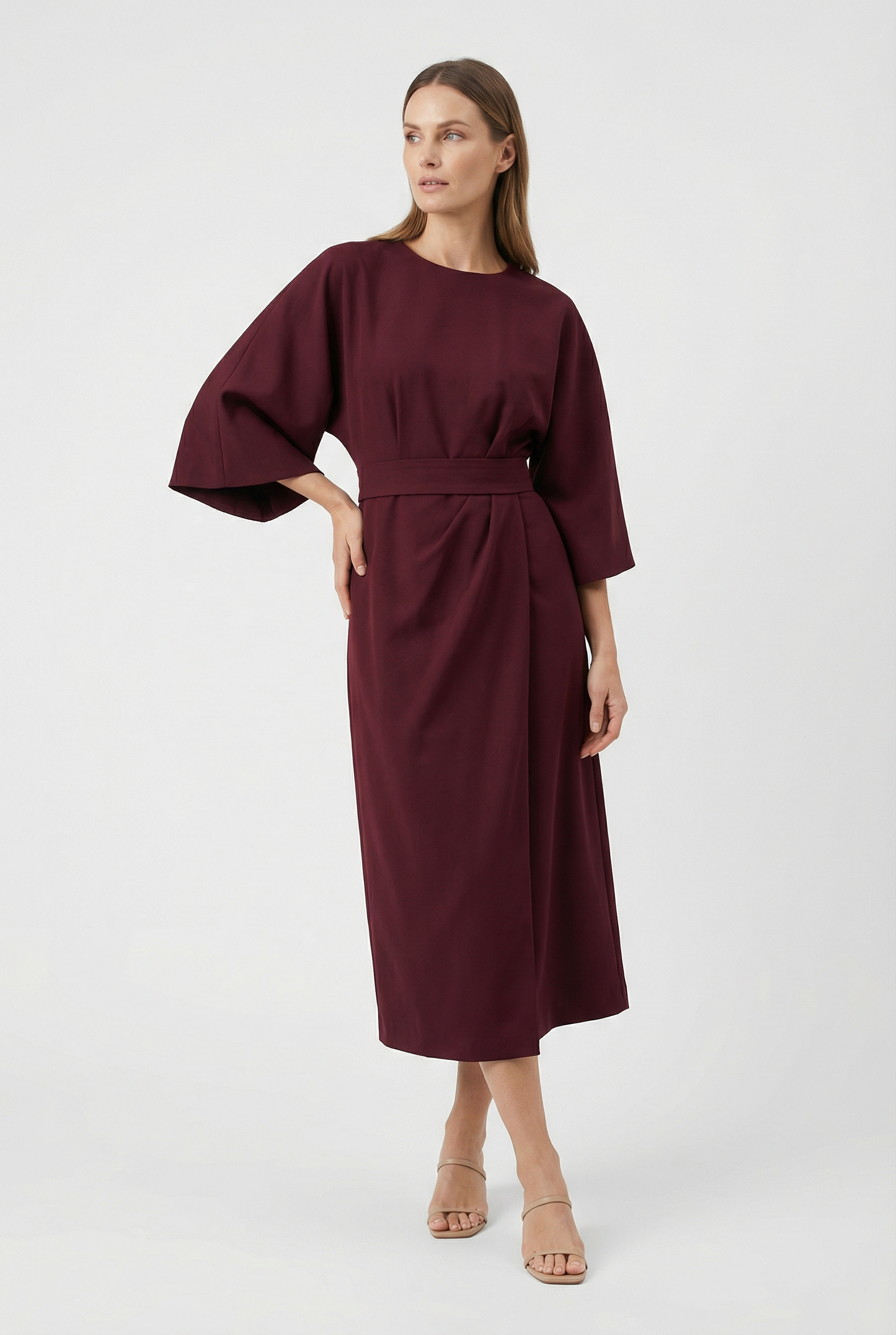 Women's Flowy Belted Loose Fit Maxi Dress