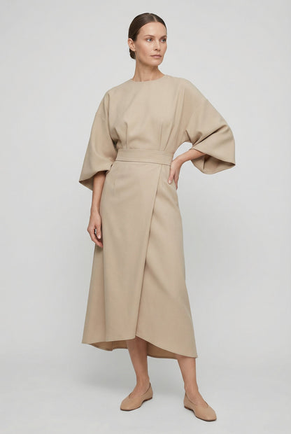 Women's Flowy Belted Loose Fit Maxi Dress