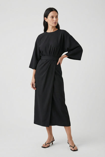 Women's Flowy Belted Loose Fit Maxi Dress