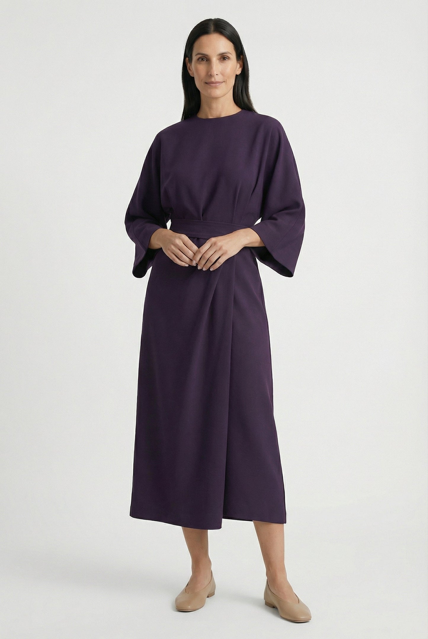 Women's Flowy Belted Loose Fit Maxi Dress