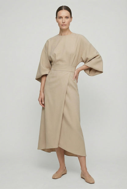 Women's Flowy Belted Loose Fit Maxi Dress