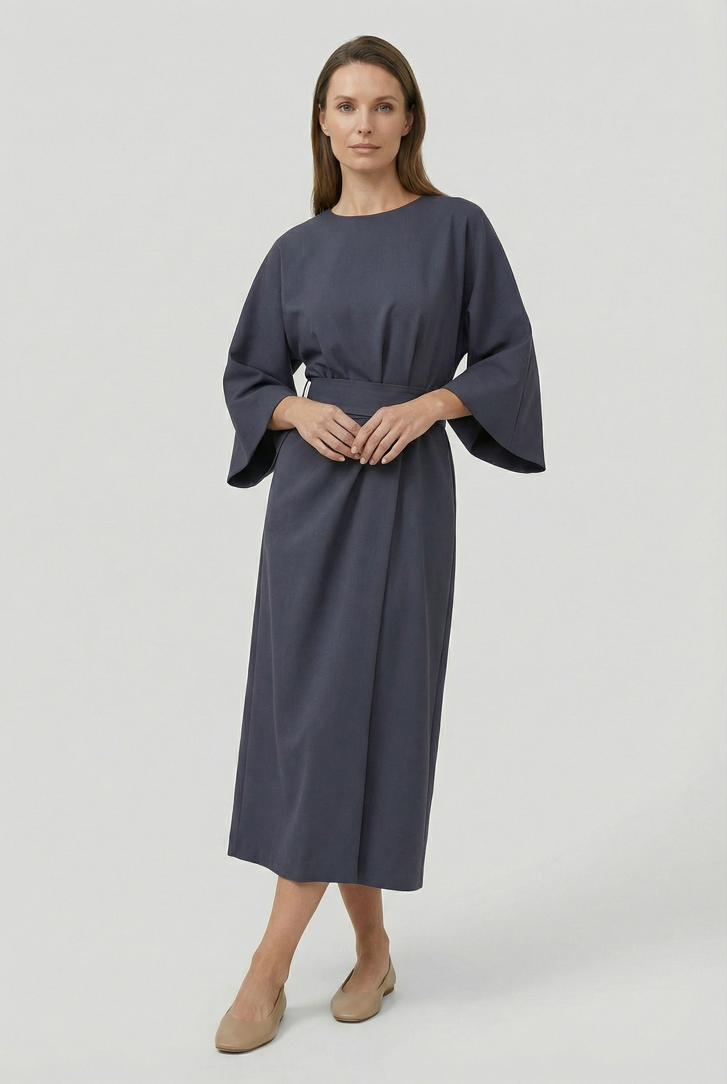 Women's Flowy Belted Loose Fit Maxi Dress