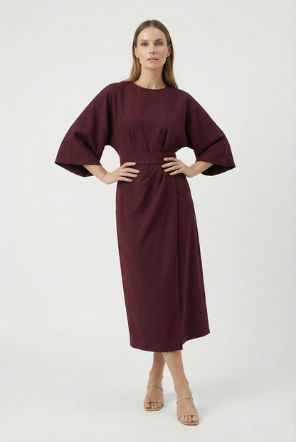 Women's Flowy Belted Loose Fit Maxi Dress