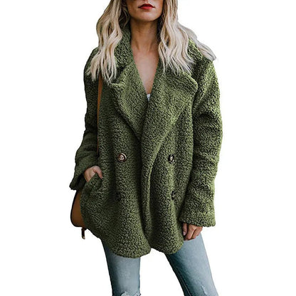 Oversized fluffig fleecejacka för kvinnor